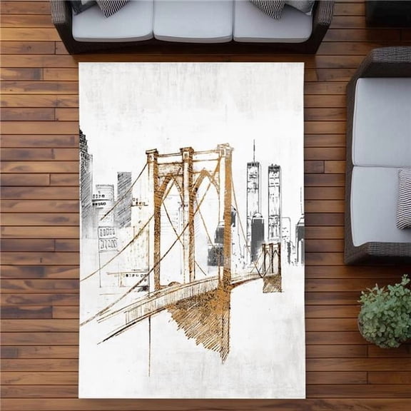 Begin Home Decor C1ROAR57YJJA7P 5 x 7 ft. Brooklyn Bridge Blurry Sketch Yellow Outdoor Area Rug - Decor - Rectangle