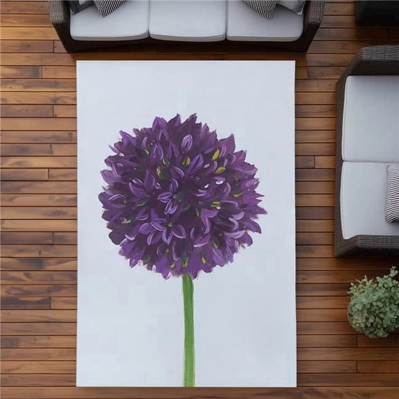 Begin Home Decor C1ROAR57YOXOKI 5 x 7 ft. Dahlia Pomponowa - Purple Botanical Outdoor Area Rug - Home Decor - Rectangle