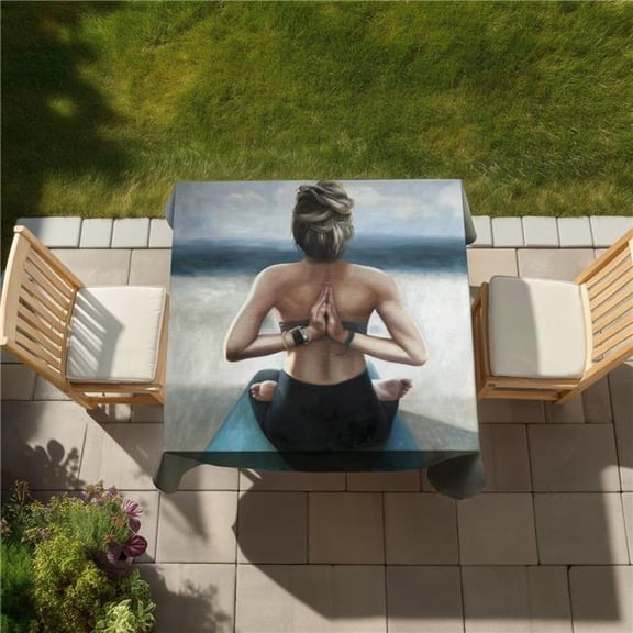 Begin Home Decor C1TC58580E10C7 58 x 58 in. Reverse Prayer Pose Tablecloth - Indoor & Outdoor Home Decor