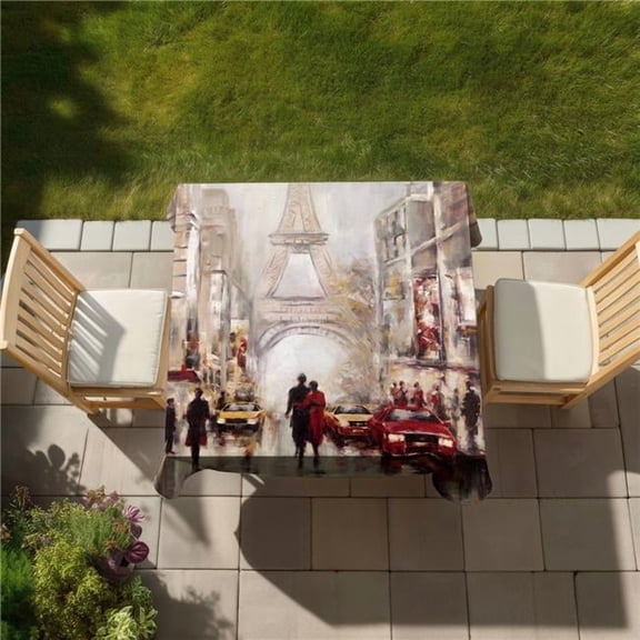 Begin Home Decor C1TC58580LDM81 58 x 58 in. Busy Street of Paris Tablecloth - Eiffel Tower Home Decor