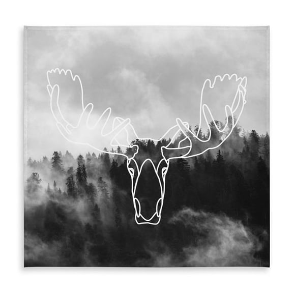 Begin Home Decor C1TC58583BMNUJ 58 x 58 in. Minimalist Moose Head Tablecloth - White Deer Design Decor