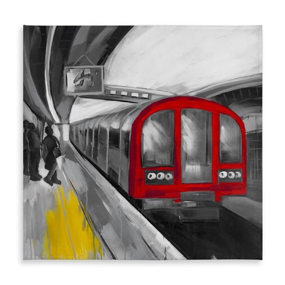 Begin Home Decor C1TC58588REXY0 58 x 58 in. Gray Train Industrial Tablecloth - Waiting Subway Home Decor