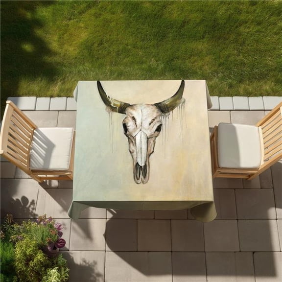 Begin Home Decor C1TC5858BK8SXT 58 x 58 in. Farm Animals Tablecloth - Color Fading Bull Skull Decor