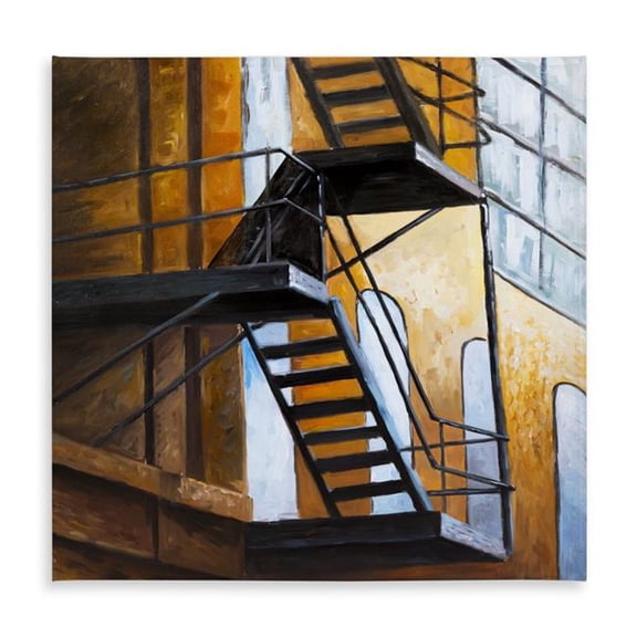 Begin Home Decor C1TC5858EKP5II 58 x 58 in. Industrial Tablecloth - Apartment Building Escape in NYC