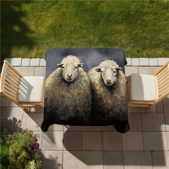 Begin Home Decor C1TC5858H6JJ7B 58 x 58 in. Wool Sheeps Beige Tablecloth - Farm Animals Indoor Outdoor Decor