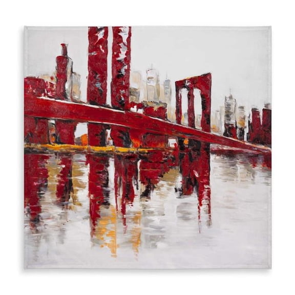 Begin Home Decor C1TC5858MVENUO 58 x 58 in. Abstract & Industrial Red Bridge Tablecloth - Home Decor