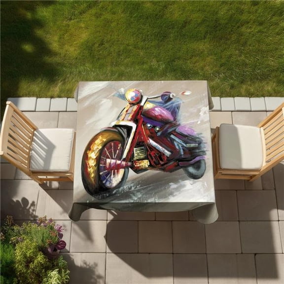 Begin Home Decor C1TC5858SR207B 58 x 58 in. Abstract Motorcycle Red Tablecloth - Indoor & Outdoor Decor