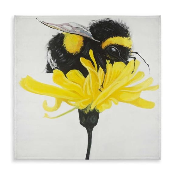 Begin Home Decor C1TC5858TXOFB5 58 x 58 in. Bumblebee on a Dandelion Tablecloth - Contemporary Animals