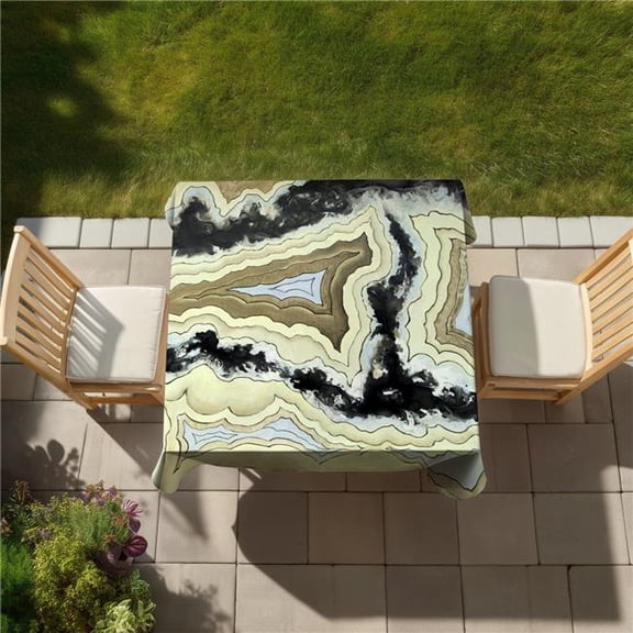 Begin Home Decor C1TC5858UPYOT9 58 x 58 in. Lace Agate Abstract Tablecloth - Indoor & Outdoor Home Decor