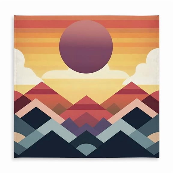 Begin Home Decor C1TC5858ZKZV6Q 58 x 58 in. Peace Mountain Shapes White Patterns Tablecloth - Indoor & Outdoor