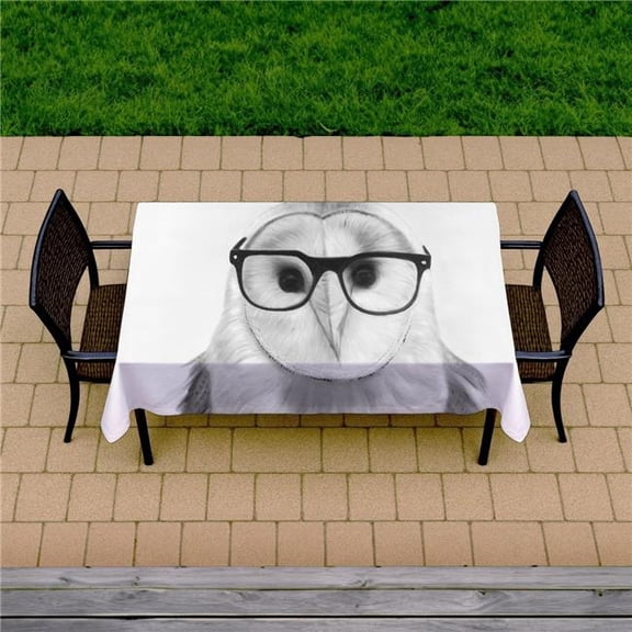Begin Home Decor C1TCLRGE0ZL53O 58 x 102 in. Barn Owl Tablecloth - White Animal Decor for Indoor & Outdoor