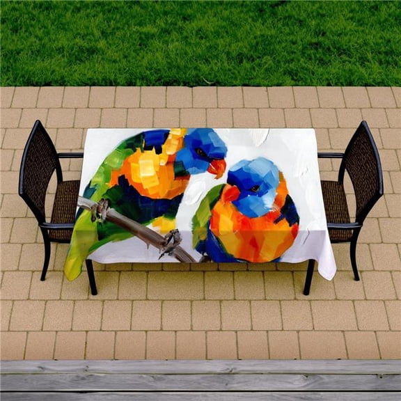 Begin Home Decor C1TCLRGE5WG8P1 58 x 102 in. Couple of Parrots Tablecloth - Blue Bird Decor for Home & Garden