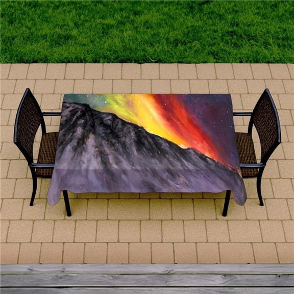 Begin Home Decor C1TCLRGE62GVIE 58 x 102 in. Aurora Borealis Mountain Tablecloth - Indoor & Outdoor Decor