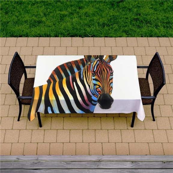 Begin Home Decor C1TCLRGE7M61VW 58 x 102 in. Bedroom Blue Animal Tablecloth - Zebra Profile Design Decor