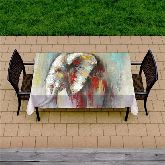 Begin Home Decor C1TCLRGE9RBCA9 58 x 102 in. Abstract Elephant Tablecloth - Indoor & Outdoor Home Decor