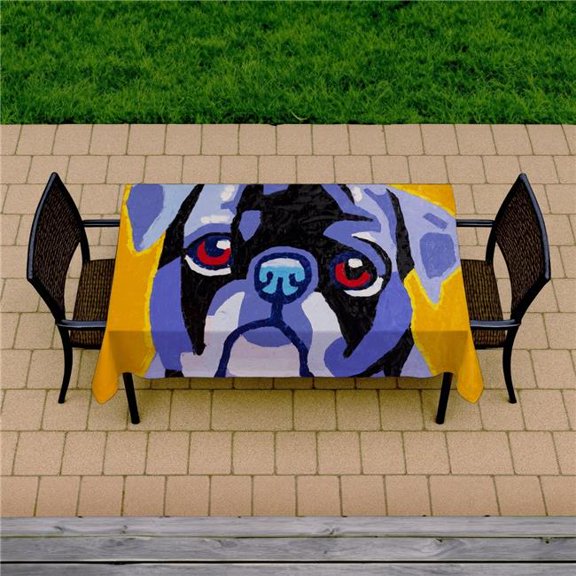 Begin Home Decor C1TCLRGEGF7R9D 58 x 102 in. Flash the Pug Tablecloth - Blue Animal Pet Decor for Home