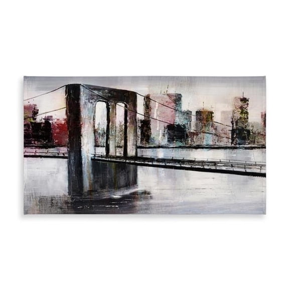 Begin Home Decor C1TCLRGEOAGSPV 58 x 102 in. Gray Tablecloth - Abstract Bridge Cityscape for Home Decor