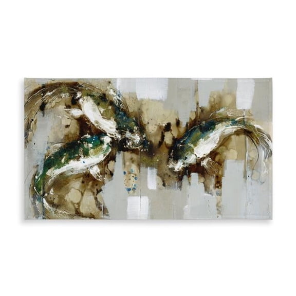 Begin Home Decor C1TCLRGEQBBMPV 58 x 102 in. Three Koi Fish Tablecloth - Brown Asian Decor for Home