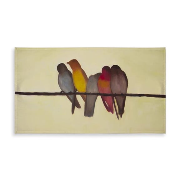 Begin Home Decor C1TCLRGERE0CR5 58 x 102 in. Brown Bird Tablecloth - Five Birds on A Branch Home Decor