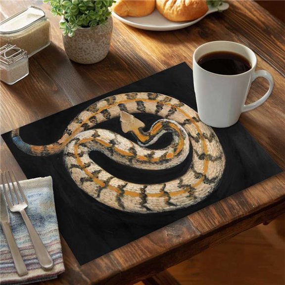 Begin Home Decor C4PP14187CA4EN 14 x 18 in. Southern Timber Rattlesnake Placemat - Polyester Home Decor - Set of 4