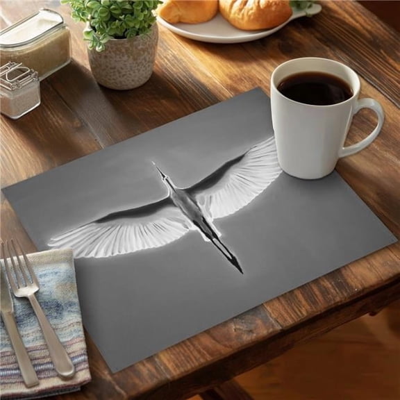 Begin Home Decor C4PP1418A0BAE6 14 x 18 in. Great Blue Heron in Flight Placemat - Home Decor Accent - Set of 4