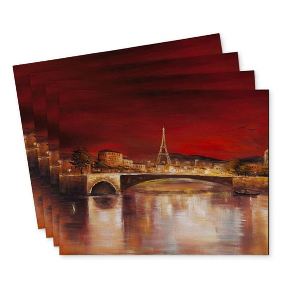 Begin Home Decor C4PP1418VCLSQP 14 x 18 in. Paris By Red Dawn - Polyester Placemat for Home Decor - Set of 4