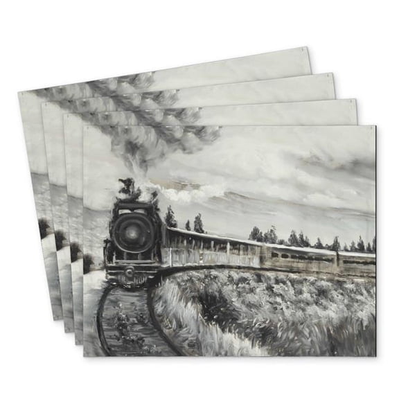 Begin Home Decor C4PP1418ZN5479 14 x 18 in. Steam Engine Train Polyester Placemat - Home Decor Accent - Set of 4