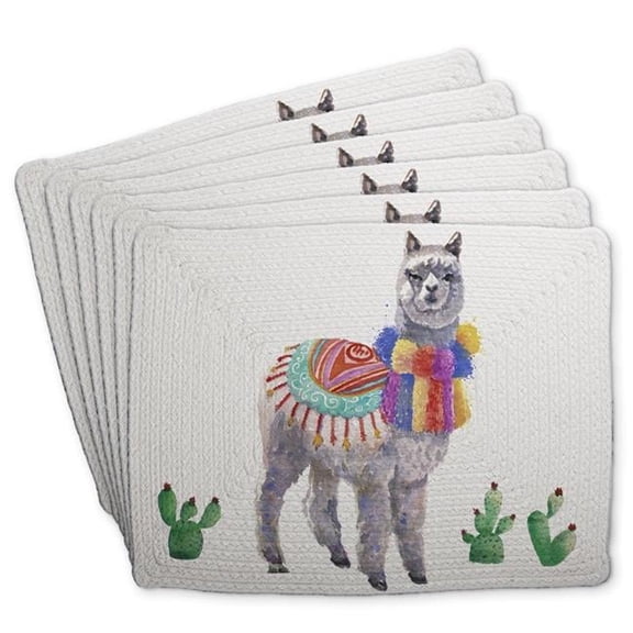 Begin Home Decor C6BP14180ZF1DK 14 x 18 in. Traditional Peruvian Lama - Braided Polyester Placemat - Home Decor - Set of 6