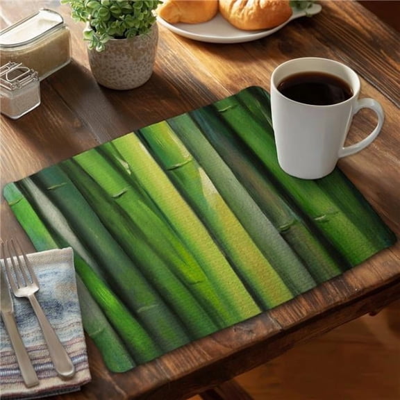 Begin Home Decor CBPM14183BEH5G 14 x 18 in. Bamboo Plant Floral Green Braided Placemat - Home Decor