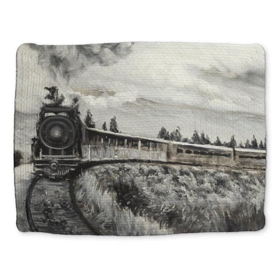 Begin Home Decor CBPM14185SFJ0L 14 x 18 in. Gray Contemporary Steam Engine Train Braided Placemat - Decor