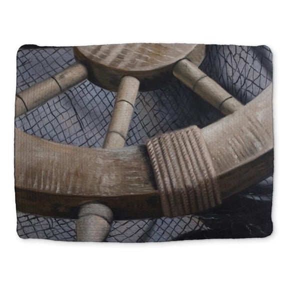 Begin Home Decor CBPM1418HB8SO8 14 x 18 in. Coastal Boat Braided Placemat - Helm on Fishing Net Decor