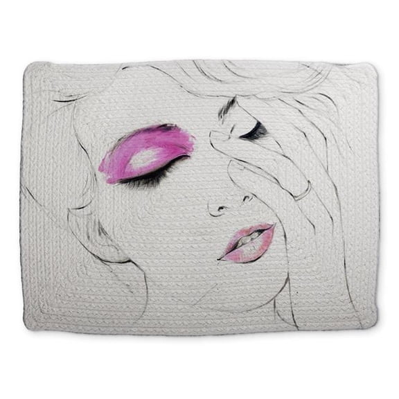 Begin Home Decor CBPM1418MHKTIC 14 x 18 in. Pink Makeup Beauty White Braided Polyester Placemat - Home Decor