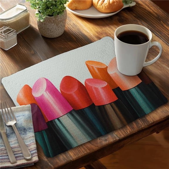 Begin Home Decor CBPM1418XQ59AT 14 x 18 in. Lipstick Addict Braided Polyester Placemat - Home Decor Gem