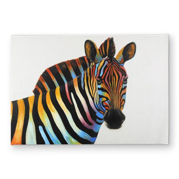 Begin Home Decor CODM1724085QZH 17 x 24 in. Colorful Zebra Profile View Door Mat - Indoor Outdoor Decor