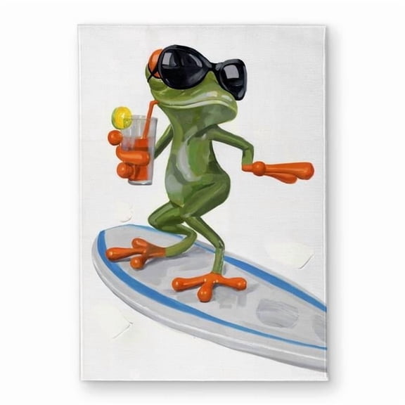 Begin Home Decor CODM17242MLW69 17 x 24 in. Funny Frog Surfing Door Mat - Indoor Outdoor Home Decor