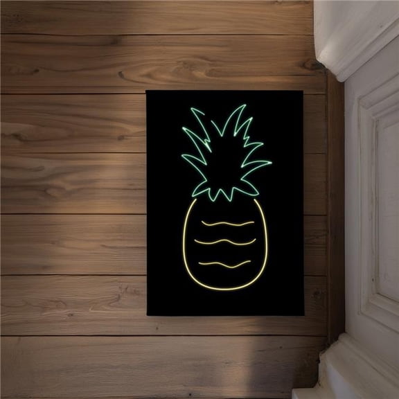 Begin Home Decor CODM172453E08U 17 x 24 in. Neon Pineapple Door Mat - Retro Indoor Outdoor Home Decor