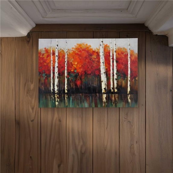 Begin Home Decor CODM17249UM8HA 17 x 24 in. Birches by Fall - Seasons Contemporary Indoor & Outdoor Door Mat