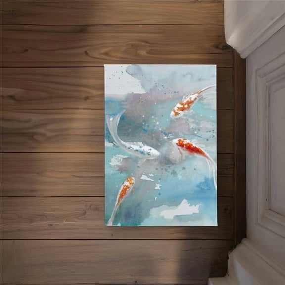 Begin Home Decor CODM1724W32ZX5 17 x 24 in. Koi Fish in Blue Water Door Mat - Orange Aquatic Home Decor