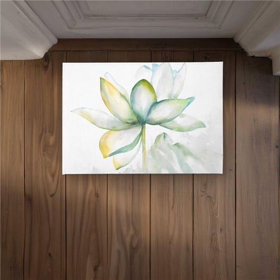 Begin Home Decor CODM1724XM30DI 17 x 24 in. Abstract Lotus Flower Door Mat - Botanical Turquoise Decor
