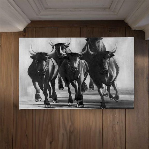 Begin Home Decor CODM21343AKJCF 21 x 34 in. Group of Bulls At Galops Door Mat - Rustic Indoor & Outdoor