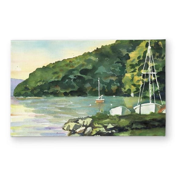 Begin Home Decor CODM2134C5YDDI 21 x 34 in. Sailboat Day Neo Mint Landscapes Door Mat - Home Decor