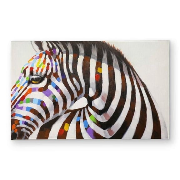 Begin Home Decor CODM2134G81OUH 21 x 34 in. Colorful Zebra White Animals Door Mat - Indoor & Outdoor Decor
