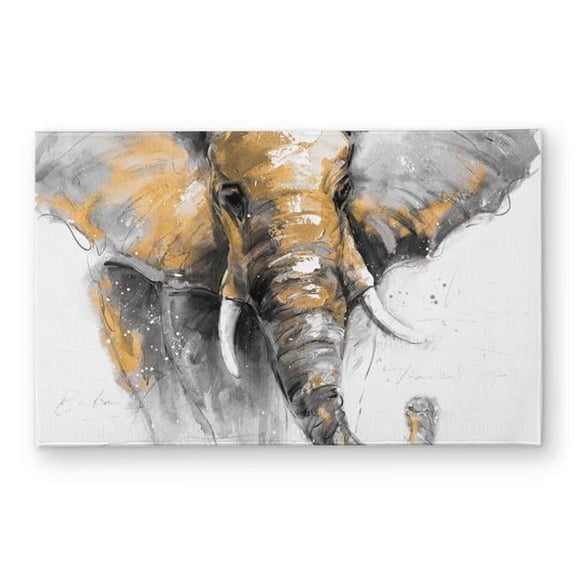Begin Home Decor CODM2134PIZ2BT 21 x 34 in. Beautiful Golden Elephant Door Mat - Office Gray Home Decor