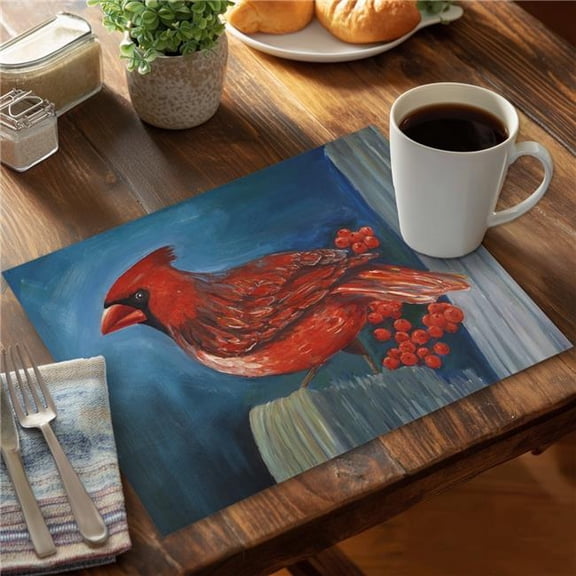 Begin Home Decor CPPM141895OA1O 14 x 18 in. Blue Contemporary Bird Placemat - Redbreast Bird Home Decor
