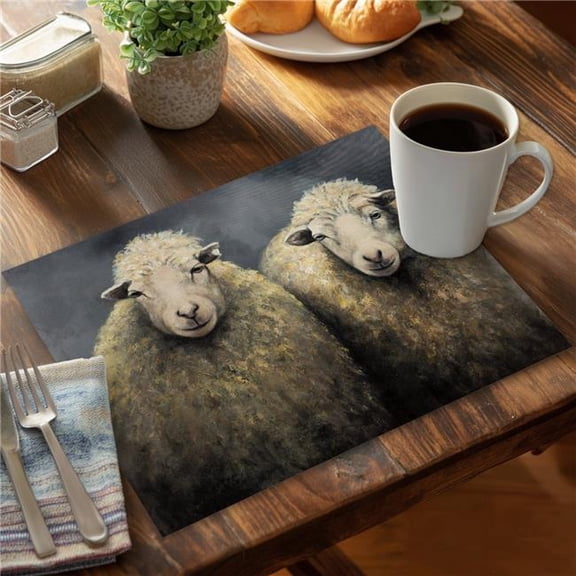 Begin Home Decor CPPM1418BVX2M3 14 x 18 in. Wool Sheeps Polyester Placemat - Rustic Farm Animal Decor
