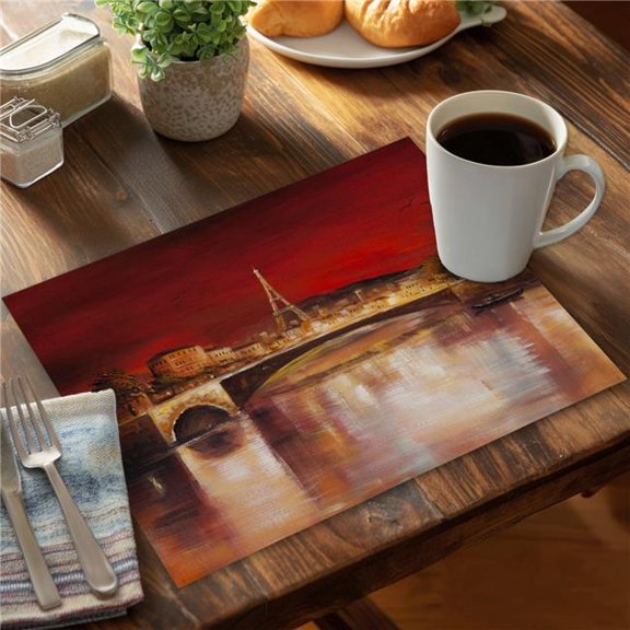 Begin Home Decor CPPM1418EL3J3H 14 x 18 in. Paris By Red Dawn Brown Polyester Placemat - Home Decor