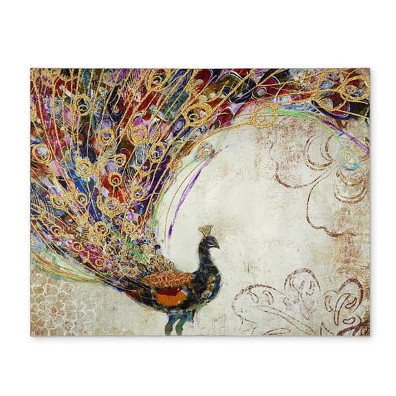 Begin Home Decor CPPM1418MR58DO 14 x 18 in. Peacock Gold Feathers Orange Polyester Placemat - Home Decor