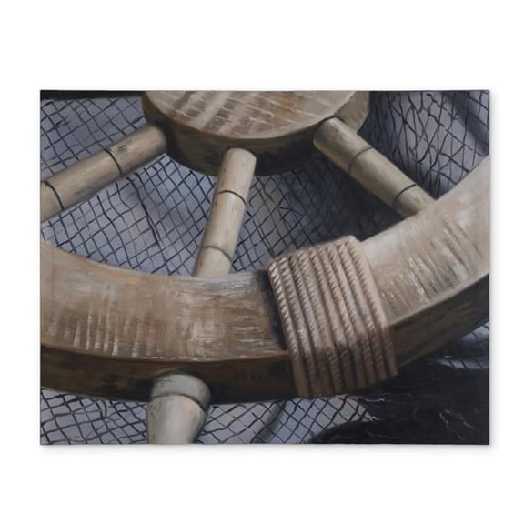 Begin Home Decor CPPM1418TTI3DY 14 x 18 in. Helm on Fishing Net Placemat - Coastal Decor - Polyester