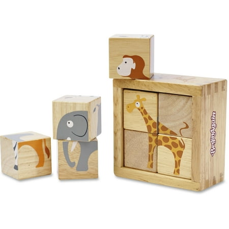 BeginAgain, BGAB1210, Toys Toddlers Safari Animals Blocks Set, 1 Each, Assorted
