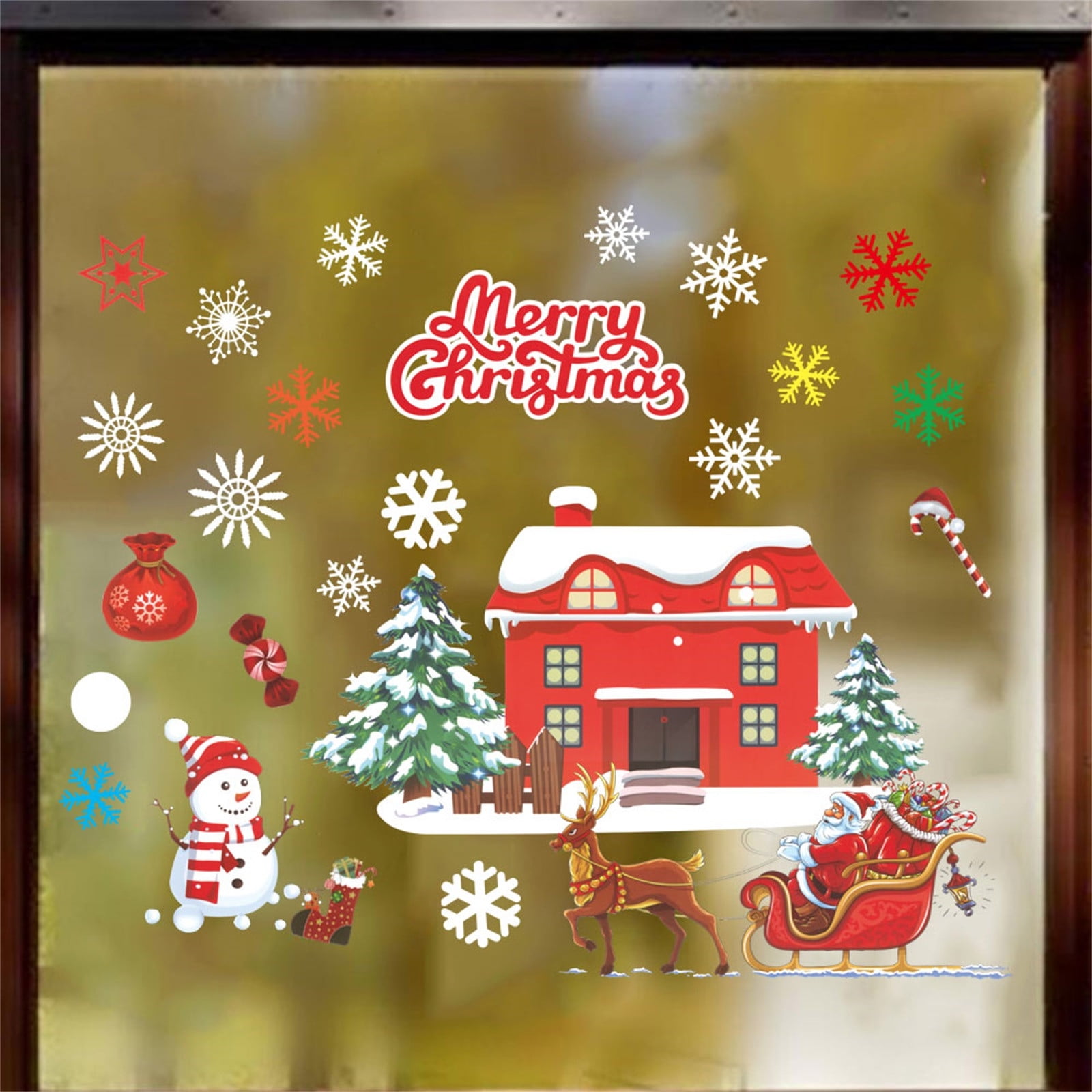 Begine Christmas Stickers,Diy Portable Window Decal Christmas Theme